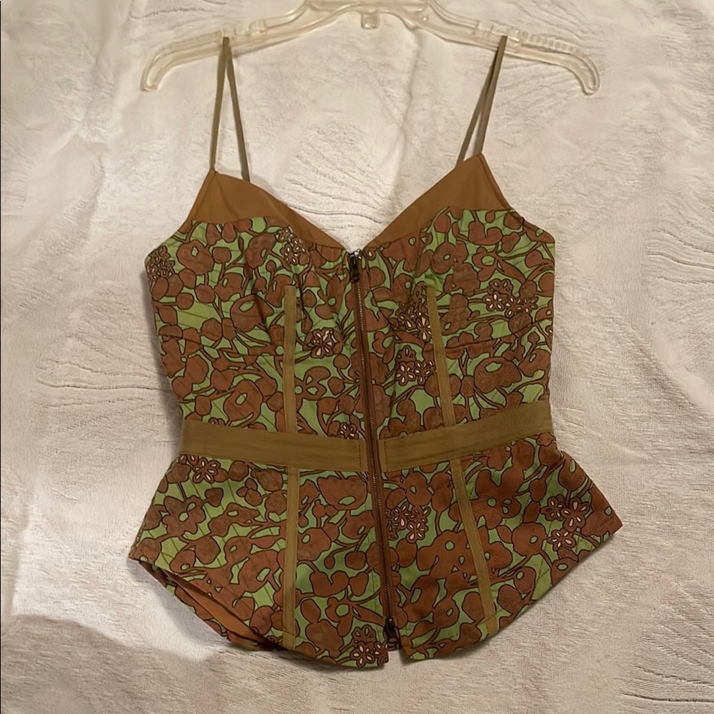 Floral Brown and Green Women's Top